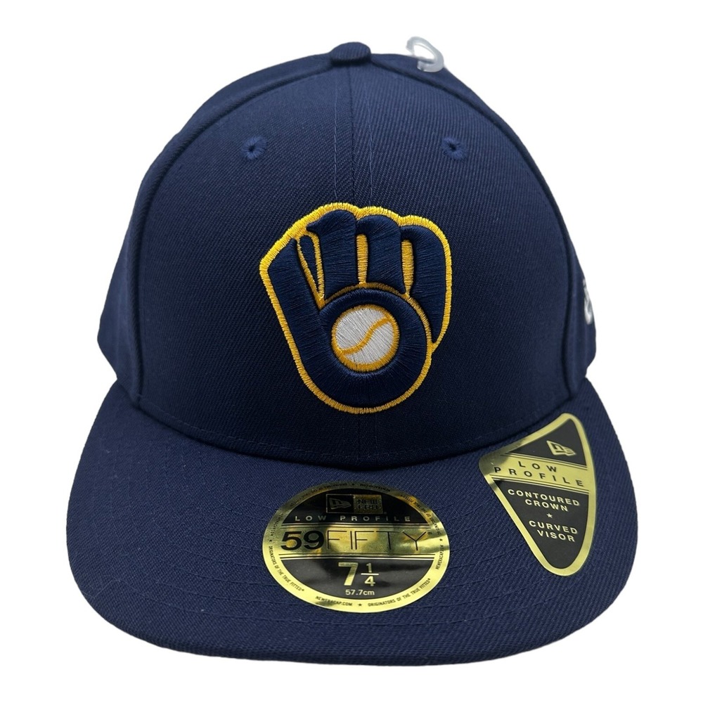 New Era 59Fifty Milwaukee Brewers On Field Low Profile Fitted Hat Cap Size 7 1/4